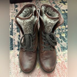 TRASK ‘Brett’ Boots Leather Fur Lace Up From Sundance Size 8.5